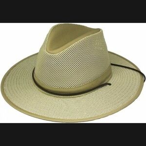Henschel Aussie Breezer Cotton Packable Mesh Hat w/Chin Cord, Made in USA NEW